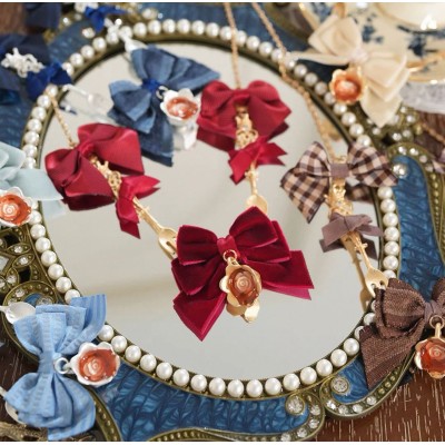 Hoshibako Works Drink Me Bow Flower Necklace(Leftovers/7 Colours/Full Payment Without Shipping)
